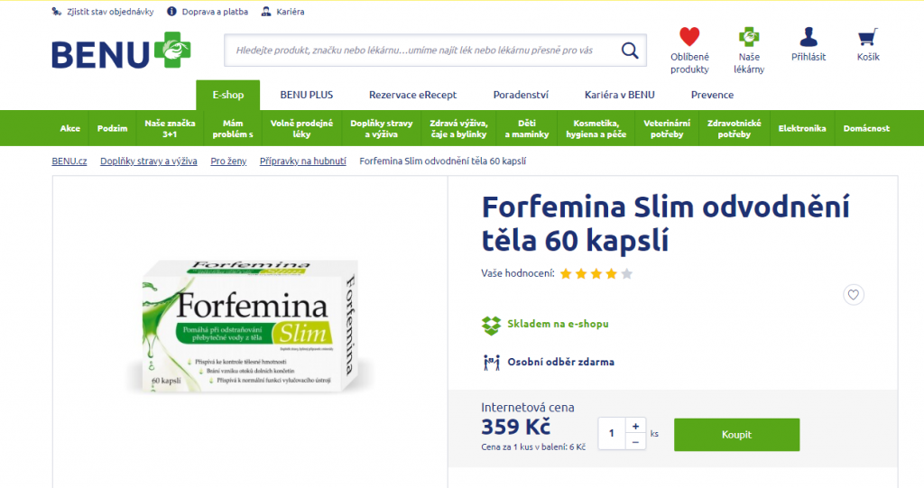 forfemina slim na odvodnění těla