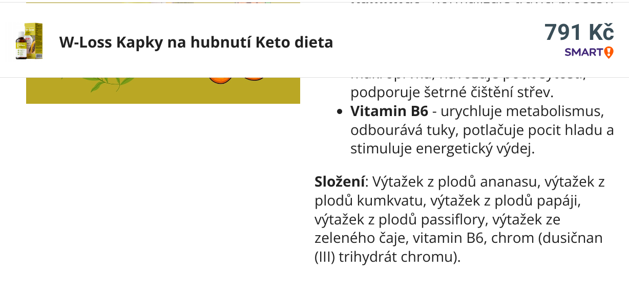 složení w-loss kapky 3