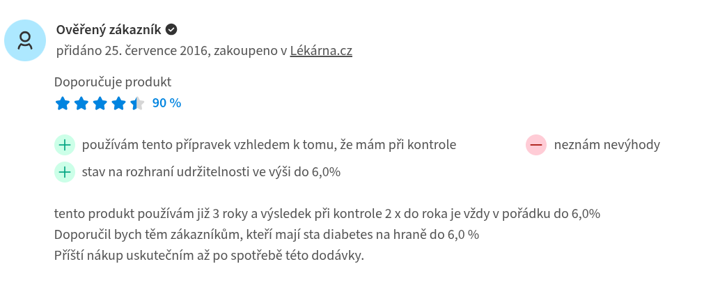 diaben hodnocení